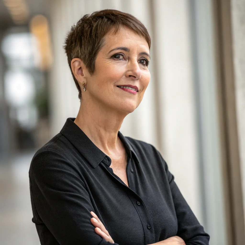 Portrait of Linda Parker with a short haircut